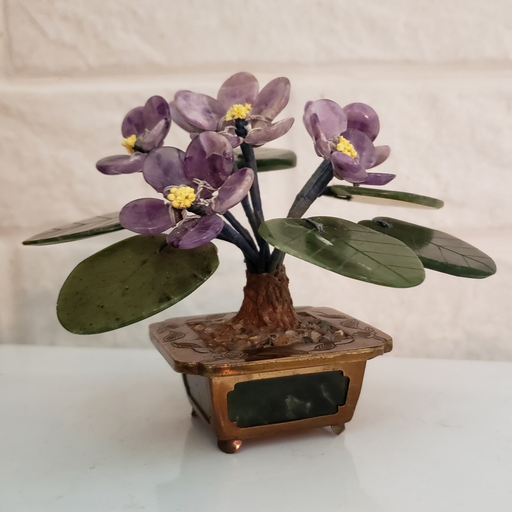 Vintage semi precious stone plant, pre'owned